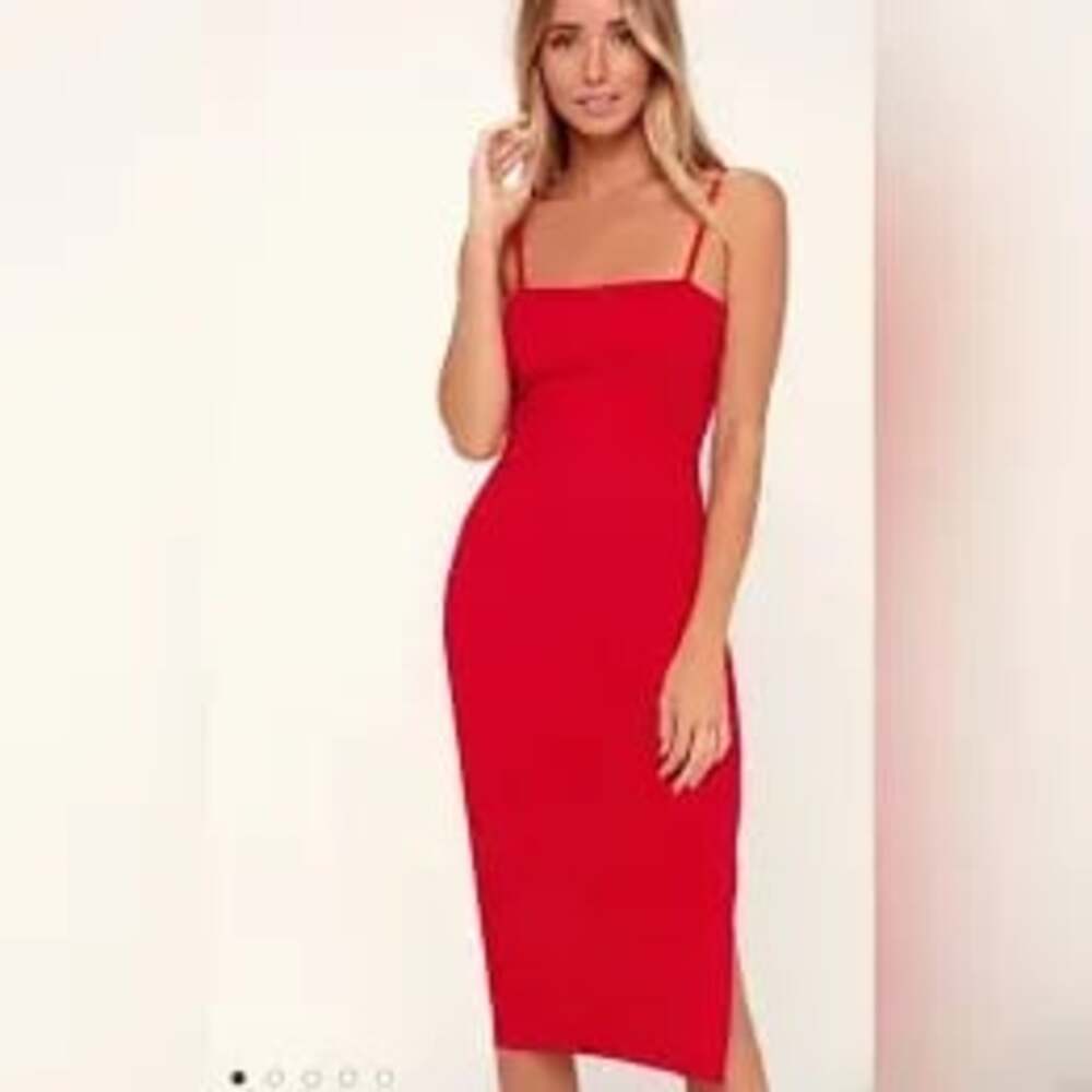 Lulus Paulina Red Bodycon Midi Dress